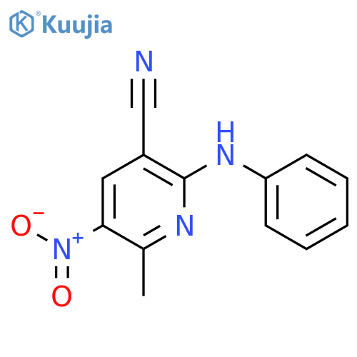 3-Pyridinecarbonitrile, 6-methyl-5-nitro-2-(phenylamino)- structure