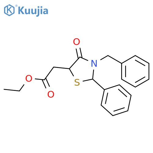 5-THIAZOLIDINEACETIC ACID, 4-OXO-2-PHENYL-3-(PHENYLMETHYL)-, ETHYL ESTER structure