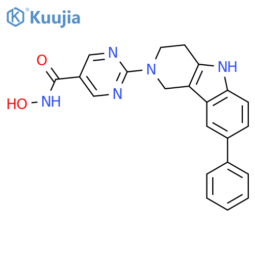 5-Pyrimidinecarboxamide,N-hydroxy-2-(1,3,4,5-tetrahydro-8-phenyl-2H-pyrido[4,3-b]indol-2-yl)- structure
