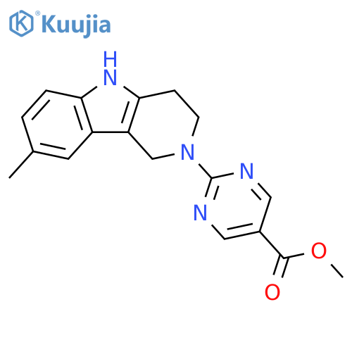 5-Pyrimidinecarboxylic acid,2-(1,3,4,5-tetrahydro-8-methyl-2H-pyrido[4,3-b]indol-2-yl)-, methyl ester structure