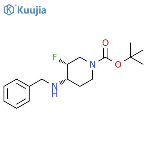1-Piperidinecarboxylic acid, 3-fluoro-4-[(phenylmethyl)amino]-, 1,1-dimethylethyl ester, (3R,4S)- structure