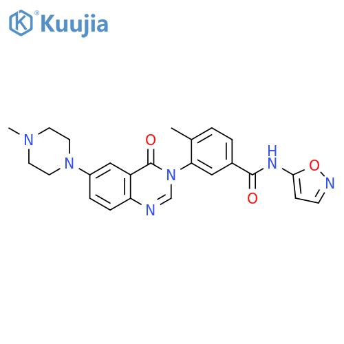 N-isoxazol-5-yl-4-methyl-3-[6-(4-methylpiperazin-1-yl)-4-oxoquinazolin-3(4H)-yl]benzamide structure