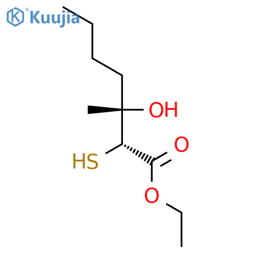 HEPTANOIC ACID, 3-HYDROXY-2-MERCAPTO-3-METHYL-, ETHYL ESTER, (R*,S*)- structure