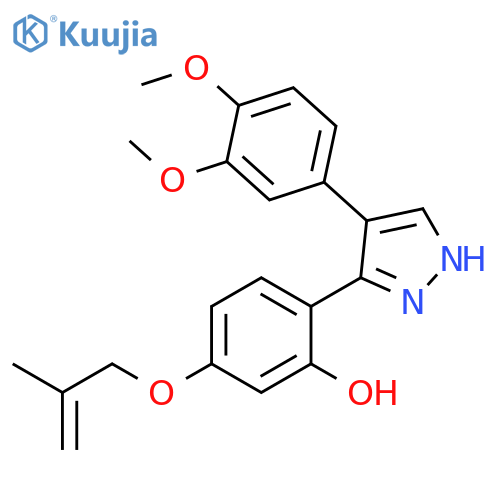 2-4-(3,4-dimethoxyphenyl)-1H-pyrazol-3-yl-5-(2-methylprop-2-en-1-yl)oxyphenol structure
