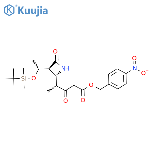 4-Nitrobenzyl (4R)-4-{(2R,3S)-3-[(1R)-1-{[dimethyl(2-methyl-2-propanyl)silyl]oxy}ethyl]-4-oxo-2-azetidinyl}-3-oxopentanoate structure