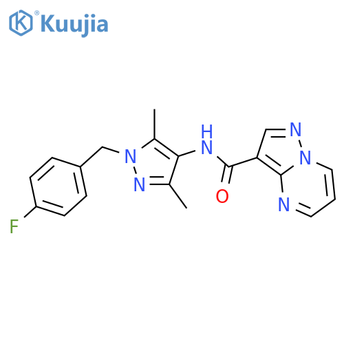<br>N-[1-(4-fluorobenzyl)-3,5-dimethyl-1H-pyrazol-4-yl]pyrazolo[1,5-a]pyrimidin e-3-carboxamide structure