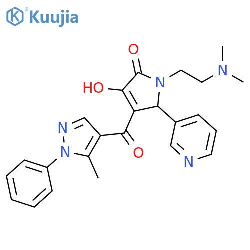 1-2-(dimethylamino)ethyl-3-hydroxy-4-(5-methyl-1-phenyl-1H-pyrazole-4-carbonyl)-5-(pyridin-3-yl)-2,5-dihydro-1H-pyrrol-2-one structure