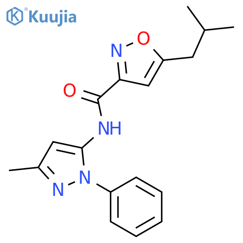 5-isobutyl-N-(3-methyl-1-phenyl-1H-pyrazol-5-yl)isoxazole-3-carboxamide structure