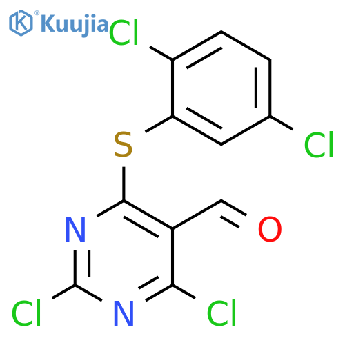 5-PYRIMIDINECARBOXALDEHYDE, 2,4-DICHLORO-6-[(2,5-DICHLOROPHENYL)THIO]- structure