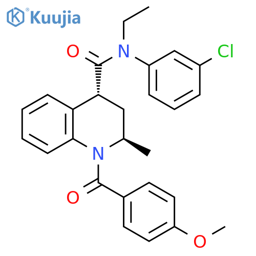 4-Quinolinecarboxamide,N-(3-chlorophenyl)-N-ethyl-1,2,3,4-tetrahydro-1-(4-methoxybenzoyl)-2-methyl-, (2R,4R)-rel- structure