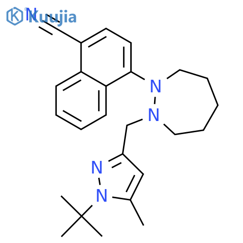 1-Naphthalenecarbonitrile,4-[2-[[1-(1,1-dimethylethyl)-5-methyl-1H-pyrazol-3-yl]methyl]hexahydro-1H-1,2-diazepin-1-yl]- structure