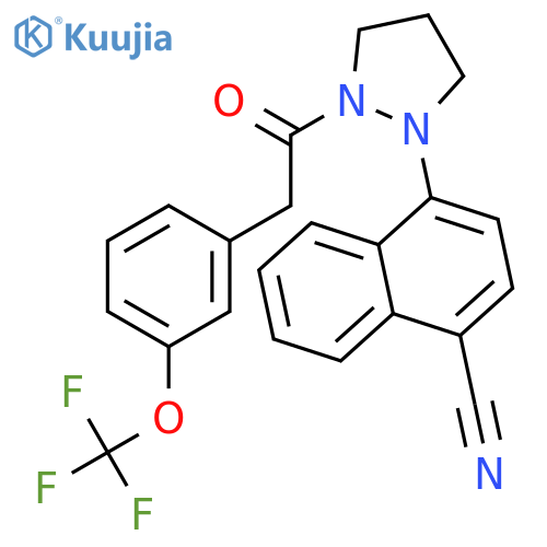 Pyrazolidine,1-(4-cyano-1-naphthalenyl)-2-[[3-(trifluoromethoxy)phenyl]acetyl]- structure