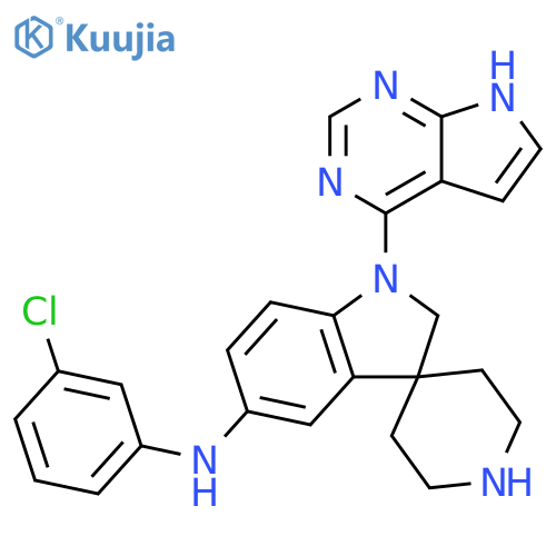 Spiro[3H-indole-3,4'-piperidin]-5-amine,N-(3-chlorophenyl)-1,2-dihydro-1-(1H-pyrrolo[2,3-d]pyrimidin-4-yl)- structure