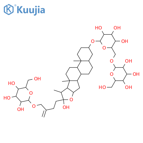 (8xi,9xi,14xi,22R)-26-(beta-D-glucopyranosyloxy)-22-hydroxyfurost-25(27)-en-3-yl 6-O-beta-D-glucopyranosyl-beta-D-glucopyranoside structure
