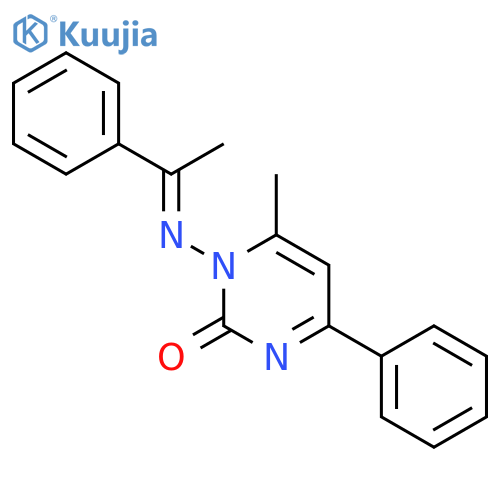 2(1H)-PYRIMIDINONE, 6-METHYL-4-PHENYL-1-[(1-PHENYLETHYLIDENE)AMINO]- structure
