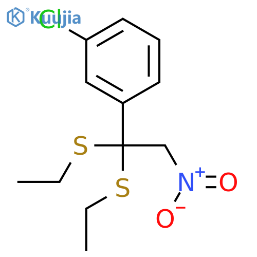 Benzene, 1-[1,1-bis(ethylthio)-2-nitroethyl]-3-chloro- structure
