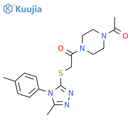 Piperazine,1-acetyl-4-[[[5-methyl-4-(4-methylphenyl)-4H-1,2,4-triazol-3-yl]thio]acetyl]- structure