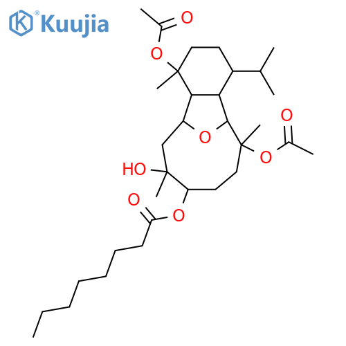 6,13-Epoxy-4,8,9,12-eunicellanetetrol; (4β,6α,8α,9β,12β,13α)-form, 9-Octanoyl, 4,12-di-Ac structure