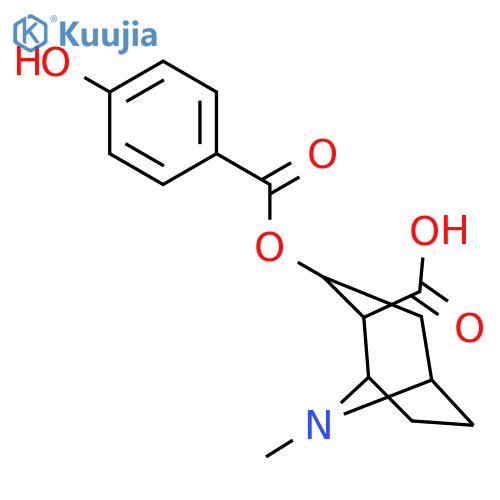 8-Azabicyclo[3.2.1]octane-2-carboxylicacid, 3-[(4-hydroxybenzoyl)oxy]-8-methyl-, (1R,2R,3S,5S)- structure