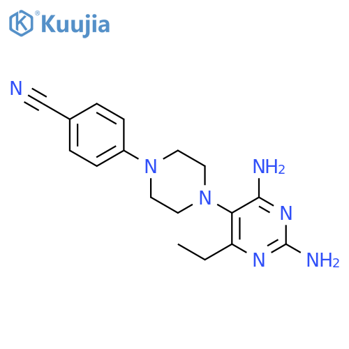 Benzonitrile, 4-[4-(2,4-diamino-6-ethyl-5-pyrimidinyl)-1-piperazinyl]- structure