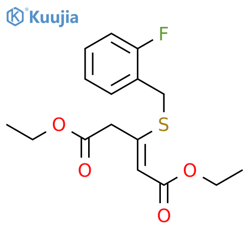 2-Pentenedioic acid, 3-[[(2-fluorophenyl)methyl]thio]-, diethyl ester structure