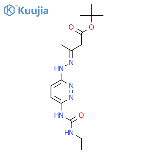 tert-butyl (3E)-3-(2-{6-[(ethylcarbamoyl)amino]pyridazin-3-yl}hydrazinylidene)butanoate structure