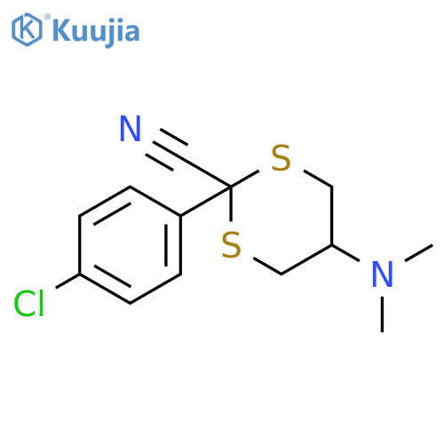 1,3-DITHIANE-2-CARBONITRILE, 2-(4-CHLOROPHENYL)-5-(DIMETHYLAMINO)- structure
