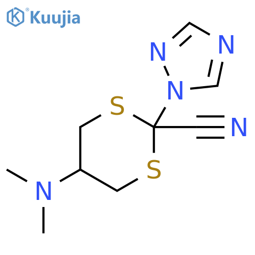 1,3-DITHIANE-2-CARBONITRILE, 5-(DIMETHYLAMINO)-2-(1H-1,2,4-TRIAZOL-1-YL)- structure
