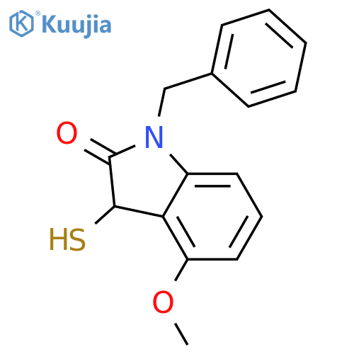 2H-Indol-2-one, 1,3-dihydro-3-mercapto-4-methoxy-1-(phenylmethyl)- structure