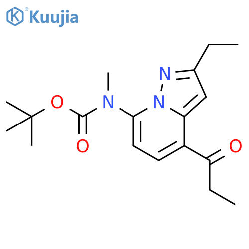 Carbamic acid,[2-ethyl-4-(1-oxopropyl)pyrazolo[1,5-a]pyridin-7-yl]methyl-,1,1-dimethylethyl ester structure