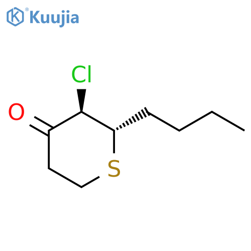 4H-Thiopyran-4-one, 2-butyl-3-chlorotetrahydro-, trans- structure