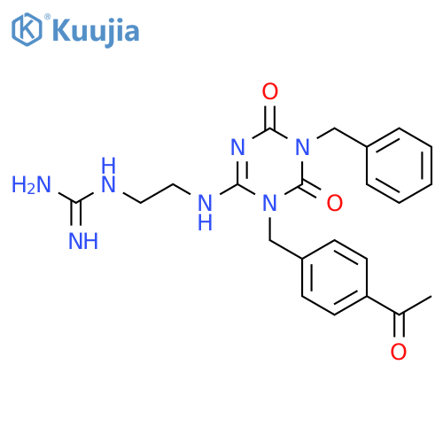 Guanidine,N-[2-[[3-[(4-acetylphenyl)methyl]-3,4,5,6-tetrahydro-4,6-dioxo-5-(phenylmethyl)-1,3,5-triazin-2-yl]amino]ethyl]- structure