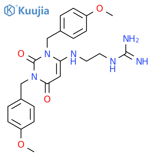 Guanidine,[2-[[1,2,3,6-tetrahydro-1,3-bis[(4-methoxyphenyl)methyl]-2,6-dioxo-4-pyrimidinyl]amino]ethyl]- structure