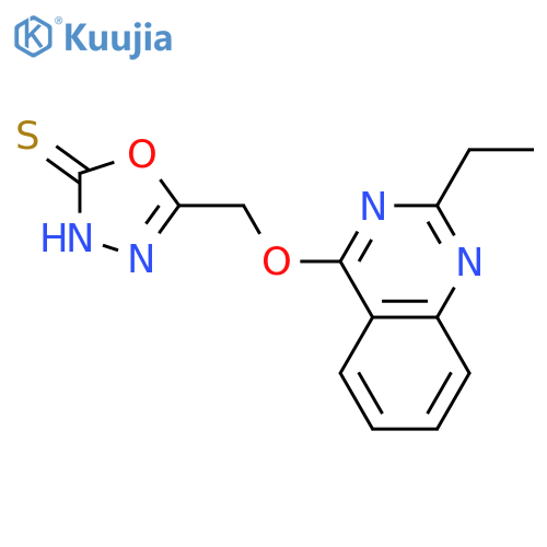 1,3,4-Oxadiazole-2(3H)-thione, 5-[[(2-ethyl-4-quinazolinyl)oxy]methyl]- structure