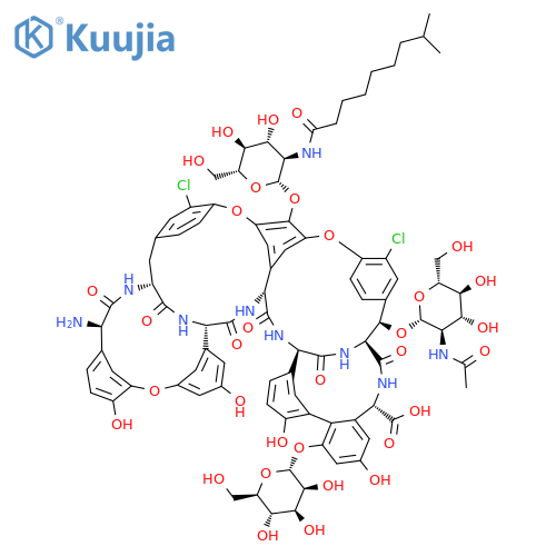Ristomycin A aglycone,34-O-[2-(acetylamino)-2-deoxy-b-D-glucopyranosyl]-22,31-dichloro-7-demethyl-64-O-demethyl-19-deoxy-56-O-[2-deoxy-2-[(8-methyl-1-oxononyl)amino]-b-D-glucopyranosyl]-42-O-a-D-mannopyranosyl- structure