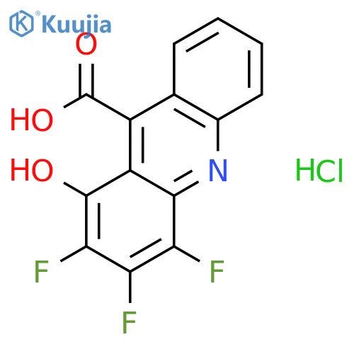 9-Acridinecarboxylic acid, 2,3,4-trifluoro-1-hydroxy-, hydrochloride structure