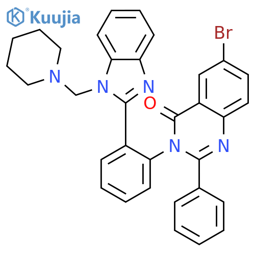 4(3H)-Quinazolinone,6-bromo-2-phenyl-3-[2-[1-(1-piperidinylmethyl)-1H-benzimidazol-2-yl]phenyl]- structure