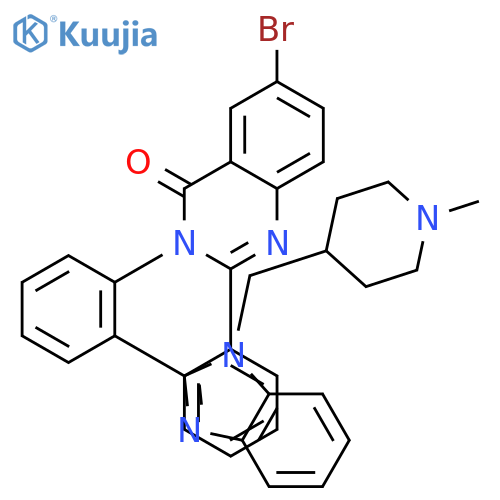 6-bromo-3-(2-{1-[(1-methylpiperidin-4-yl)methyl]-1H-benzimidazol-2-yl}phenyl)-2-phenylquinazolin-4(3H)-one structure