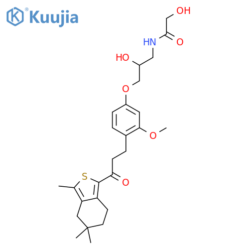 Acetamide,2-hydroxy-N-[2-hydroxy-3-[3-methoxy-4-[3-oxo-3-(4,5,6,7-tetrahydro-3,5,5-trimethylbenzo[c]thien-1-yl)propyl]phenoxy]propyl]- structure