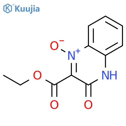 2-Quinoxalinecarboxylic acid, 3,4-dihydro-3-oxo-, ethyl ester, 1-oxide structure