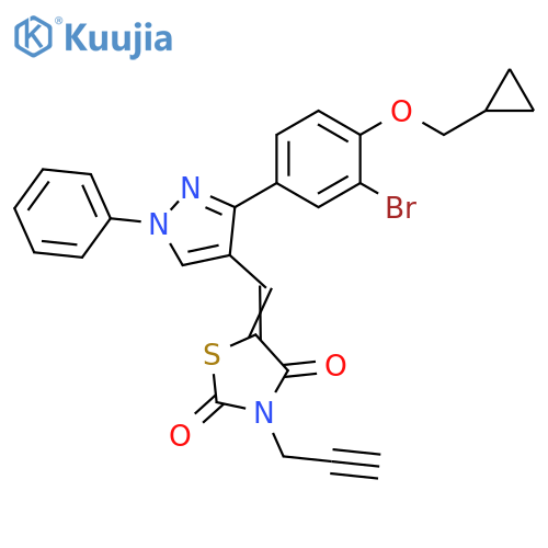 2,4-Thiazolidinedione,5-[[3-[3-bromo-4-(cyclopropylmethoxy)phenyl]-1-phenyl-1H-pyrazol-4-yl]methylene]-3-(2-propynyl)- structure