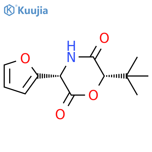 2,5-Morpholinedione, 6-(1,1-dimethylethyl)-3-(2-furanyl)-, (3S-cis)- structure