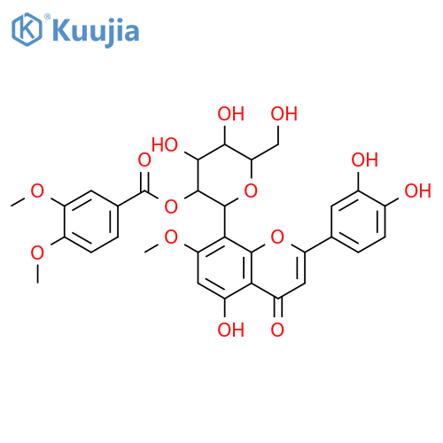 8-C-β-D-Glucopyranosyl-3',4',5,7-tetrahydroxyflavone; 7-Me ether, 2''-O-(3,4-dimethoxybenzoyl) structure