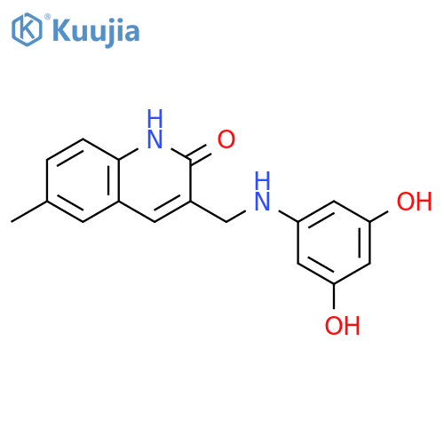 2(1H)-Quinolinone, 3-[[(3,5-dihydroxyphenyl)amino]methyl]-6-methyl- structure