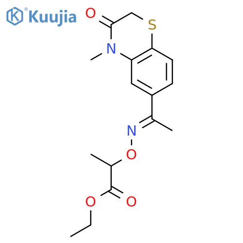 Propanoic acid,2-[[[1-(3,4-dihydro-4-methyl-3-oxo-2H-1,4-benzothiazin-6-yl)ethylidene]amino]oxy]-,ethyl ester structure