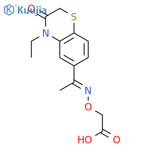 ({[(1E)-1-(4-ethyl-3-oxo-3,4-dihydro-2H-1,4-benzothiazin-6-yl)ethylidene]amino}oxy)acetic acid structure