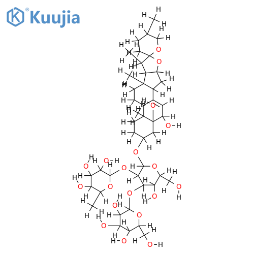 3beta,5alpha,6alpha-trihydroxyisospirostan-7(8)-ene-3-O-beta-D-glucopyranosyl(1-3)-[alpha-L-rhamnopyranosyl(1-2)]-beta-D-glucopyranoside structure