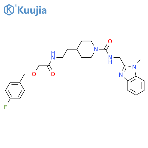1-Piperidinecarboxamide,4-[2-[[[(4-fluorophenyl)methoxy]acetyl]amino]ethyl]-N-[(1-methyl-1H-benzimidazol-2-yl)methyl]- structure