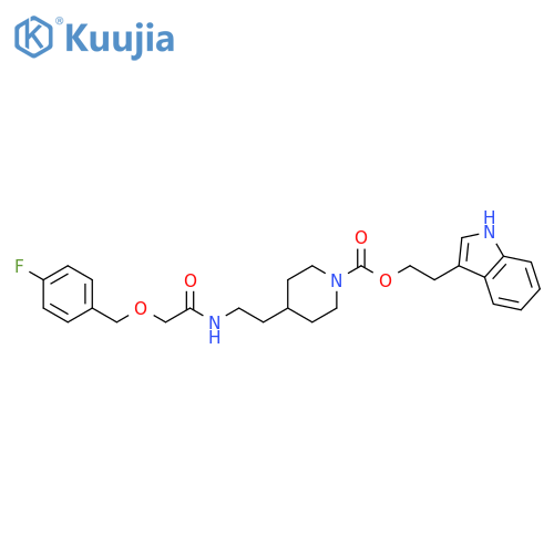 1-Piperidinecarboxylic acid,4-[2-[[[(4-fluorophenyl)methoxy]acetyl]amino]ethyl]-,2-(1H-indol-3-yl)ethyl ester structure