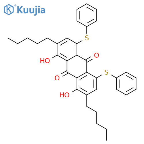 9,10-Anthracenedione, 1,8-dihydroxy-2,7-dipentyl-4,5-bis(phenylthio)- structure